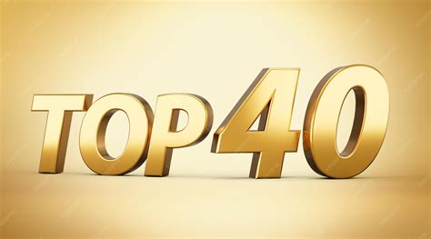 Premium Photo | 3d golden shiny top 40 text top forty 3d text isolated ...