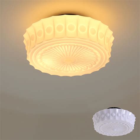 FCTWAKS Schoolhouse Ceiling Light Fixture, 13.8" Milk Glass Semi Flush ...