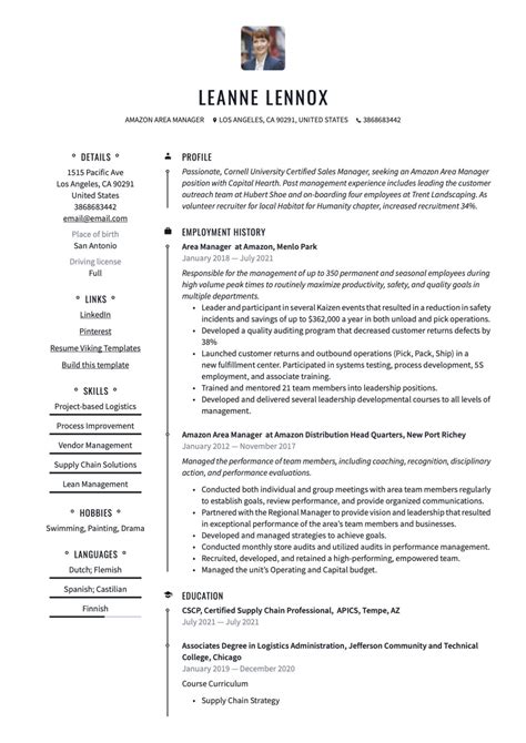 22 Amazon Area Manager Resumes Examples | PDF | 2025