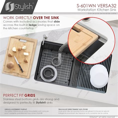 Stylish Versa Undermount 32-in x 19-in Graphite Black Stainless Steel ...