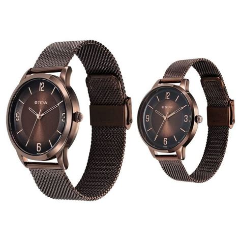 Buy Online Titan Bandhan Quartz Analog Brown Dial Stainless Steel Strap ...