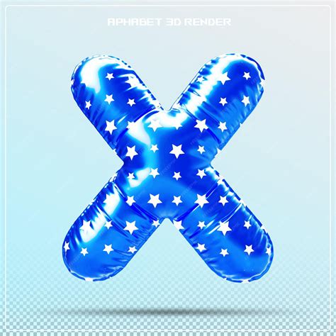 Premium PSD | Blue letter x font bubble 3d render alphabet