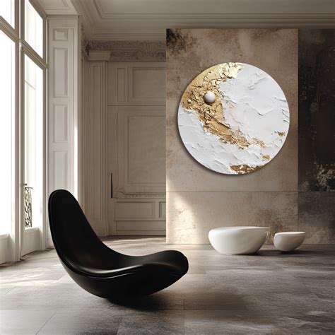 Golden Circle Texture Wall Art | Luxury 3D Decor