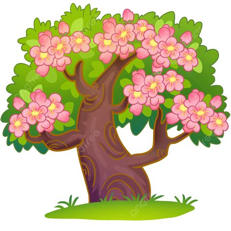 Spring Seasons Flowers Trees Spring Elements Cartoon, Travel, Spring ...
