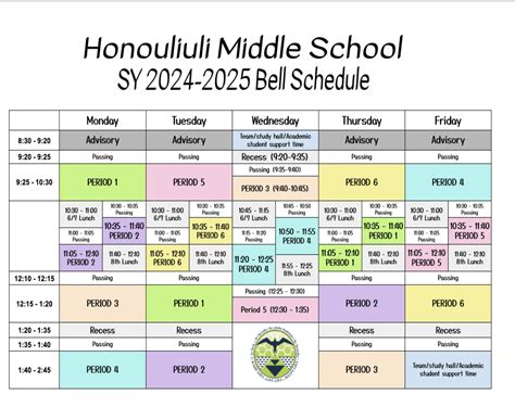 Bell Schedule - Students - Honouliuli Middle School