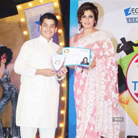 Raveena Tandon speaks during a talent contest organised by Aegon ...