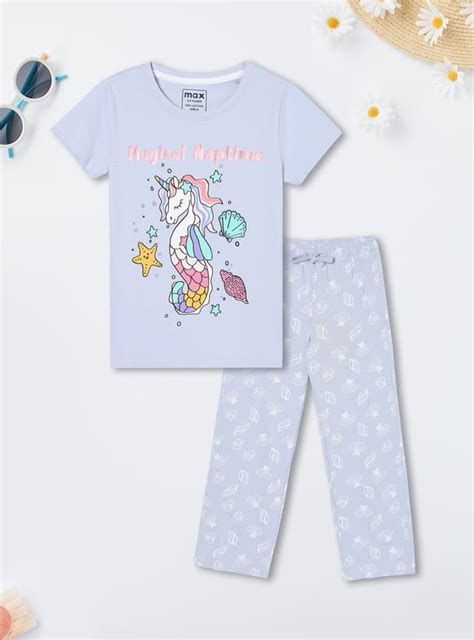 Buy Girls Unicorn Print PJ Set Online at just Rs. 549.0 - 1000015294039 ...
