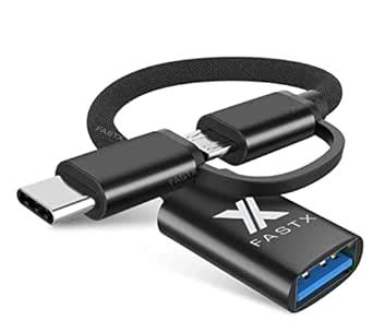 FASTX® 2 in 1 OTG Adapter Cable Micro USB + USB C to USB 2.0 Female ...