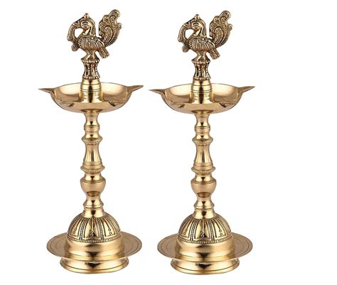 Buy TORPPEZA Arts Brass Embossed Diya Traditional Peacock Kuthu vilakku ...
