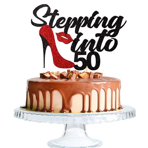 Buy Stepping Into 50th birthday cake topper-50 years old female ...