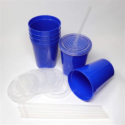 Buy Rolling Sands 16 Oz. Reusable Plastic Stadium Cups with Lids, 6 ...