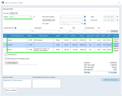 Purchase Order Format in GST | GST Billing Software