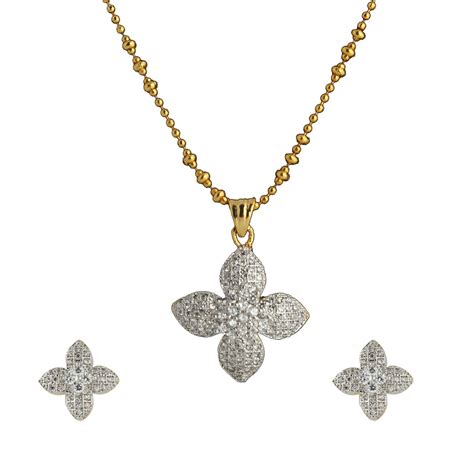 Buy Mahi Gold Plated Flower Power Pendant Set for Women NL1101056G at ...