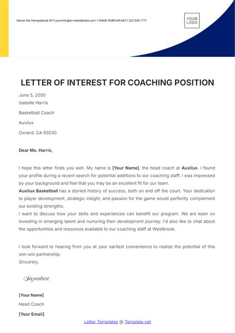 Letter Of Interest Template Letter Of Interest Template | Letter Of