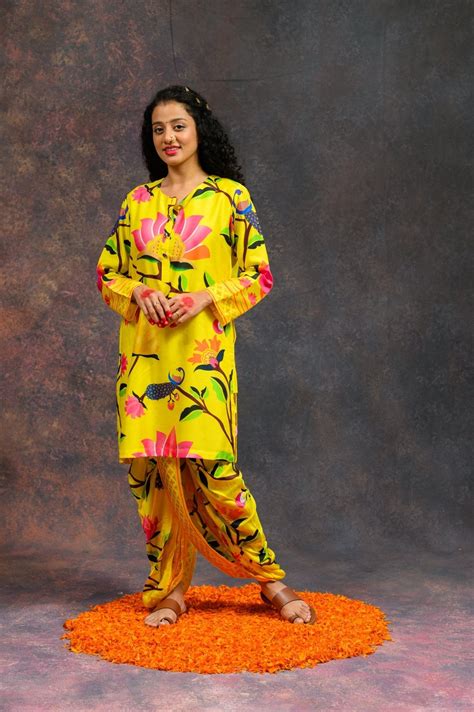 Buy Kalamkari Yellow Kurta Set Online - Ciceroni
