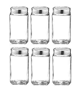 Buy Decorila Glass Jar and Container with Rust Proof Air 1kg Set, Cube ...
