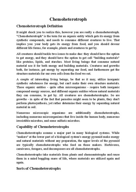 Chemoheterotroph - "Chemoheterotroph" is the term for an organic entity ...