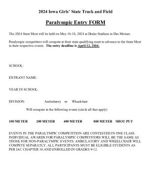 Fillable Online Paralympic Entry FORM Fax Email Print - pdfFiller