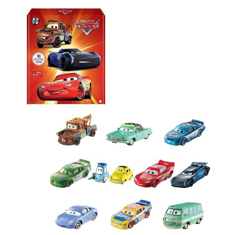 Mattel Disney and Pixar Cars Set of 10 Die-Cast Mini Racers Vehicles ...
