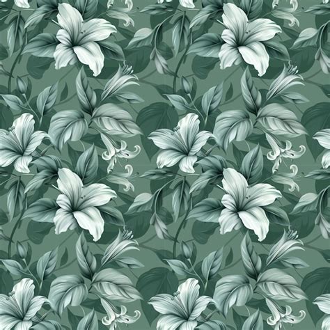 Floral green color form natural seamless fabric pattern | Premium Photo