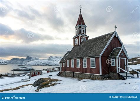 The Historic Church of Qaqortoq in Greenland Stock Illustration - Illustration of architecture ...