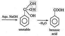 Chlorination of toluene in presence of light and heat followed by ...