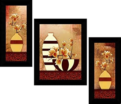 SAF UV Textured Shivaji Print Framed Art Print Painting Set of 3 for ...