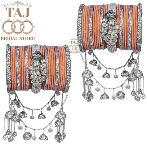 Indian Wedding Bangles Set With Beautiful Peacock and Jhoola Latkan ...