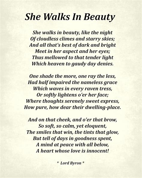 She Walks In Beauty Poem par Lord Byron Typography Print | Etsy