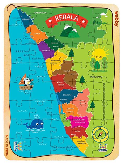 Buy Webby Kerala Map Wooden Jigsaw Puzzle, 40Pcs Online at Low Prices ...