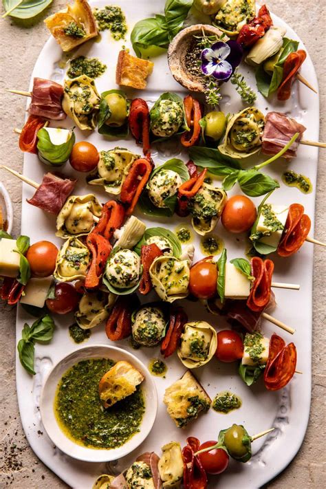Antipasto Tortellini Skewers with Lemon Basil Vinaigrette. - Half Baked ...