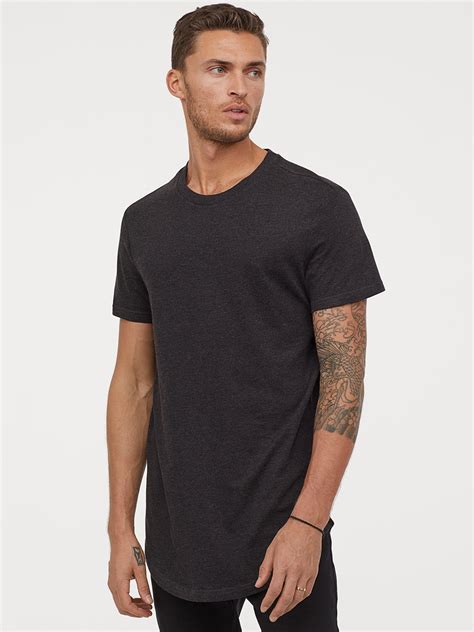Buy H&M Men Black Solid Long Sustainable T Shirt - Lounge Tshirts for ...