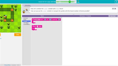 Image result for Code.org Lessom 14 Loops with Bee