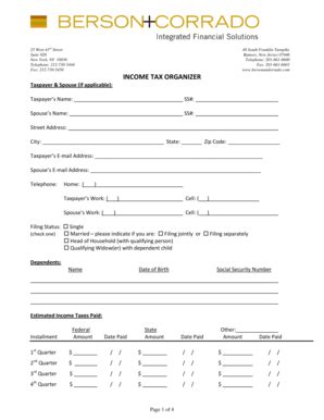 Income Tax Organizer Form - Blank Fillable Template | Fill Out, Print ...