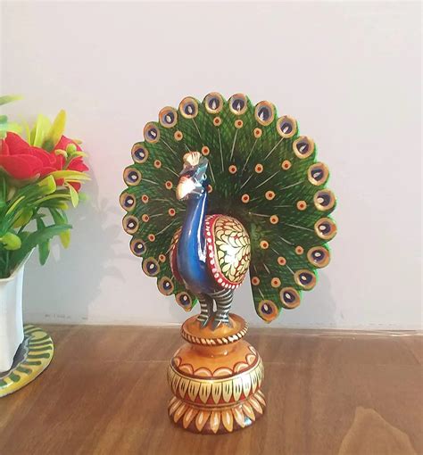 Buy The Kraft Street Wooden Peacock Showpiece Best for Home Decor Gifts ...