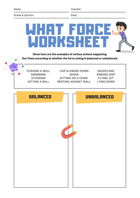 Balanced And Unbalanced Forces Worksheets