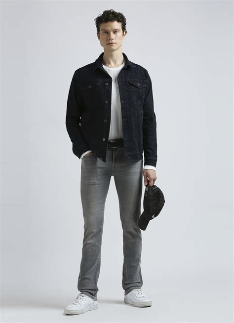Vapour Grey Mid Rise Slim Powerflex Jeans | Pepe Jeans India