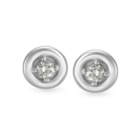 Charming Diamond and White Gold Round Stud Earrings