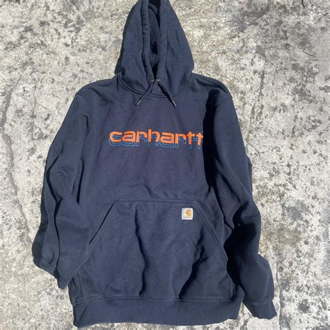 Carhartt Men's Navy Hoodie | Depop