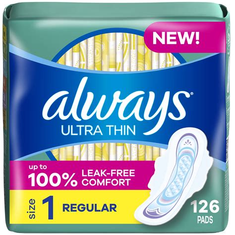 Always Ultra Thin Feminine Pads with Wings for Women, Size 1, Regular ...