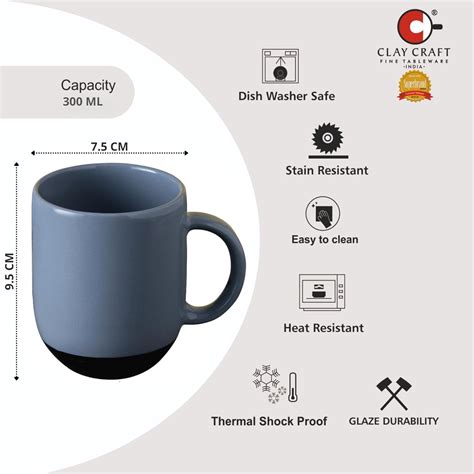 Paco Pebble Pacha Coffee/Milk Mug | Set of 2 (300ml Each, Grey, DT3 ...