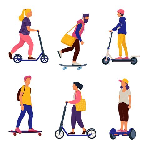 People riding personal transporters vector illustration | Premium Vector