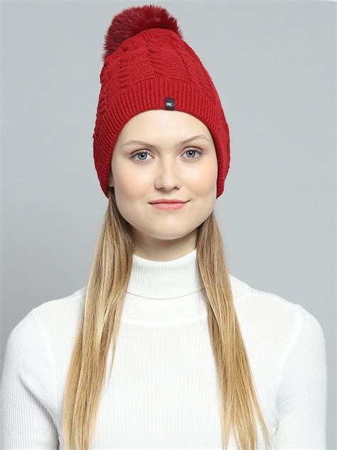 Buy Women Maroon Self Design Cap Online in India - Monte Carlo