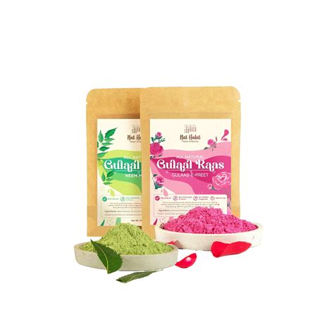 Nat Habit Assorted Gulaab & Neem Pink & Green Gulal, Natural Organic ...