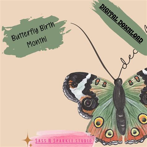 Buy Butterfly Birth Month Digital Download Png Gift Present Mom Mama ...