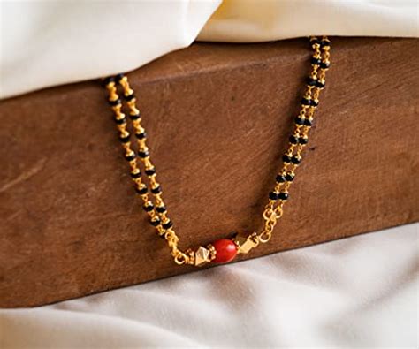Buy Radha's Creations black crystal mangalsutra SHORT 18" length with ...