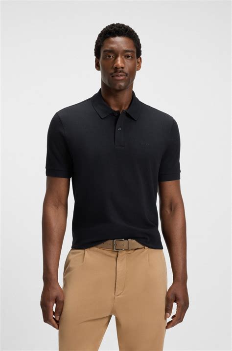 BOSS - Pallas Regular-fit polo shirt in cotton - Dark Blue