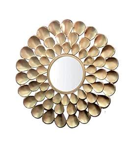 Buy GIG Handicrafts Modern Leaf Metal Wall Hanging Mirror for Home ...