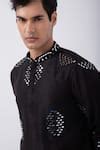 Buy Black Bamboo, Cotton, Silk Mirrors Circular Embellished Kurta With ...