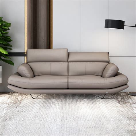 Buy Orlando Three Seater Oyster Grey Leatherette Sofa at Durian